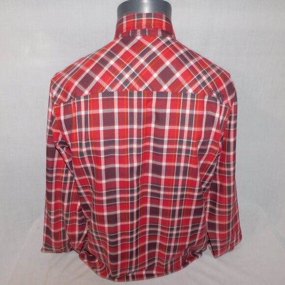 Marmot Mens M Red Black White Plaid Long Sleeve Button Front Shirt - Picture 8 of 11